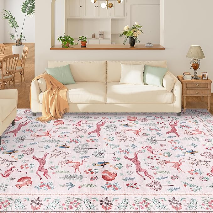 DUKINO 8x10 Area Rugs, Washable Soft Animal Bedroom Rug Non Slip, Low Pile - Image 4