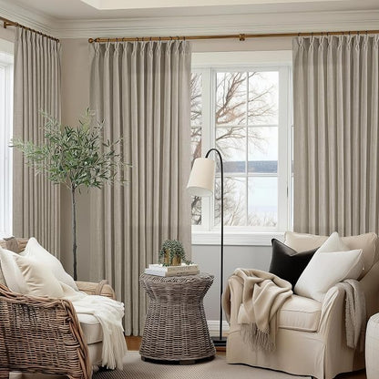 Taupe Burlywood Pinch Pleat Linen Curtains 96 Inches Long 70 Inch Wide | Light - Image 9