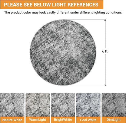 Aelenmu Round Rug 6ft Washable Rug - Image 2