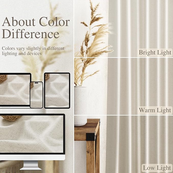 Mousse White Linen Curtains 96 Inches Long - Image 3