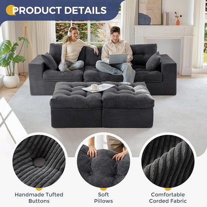 MAXYOYO 104" U Shaped Modular Sectional Sofa - Image 5