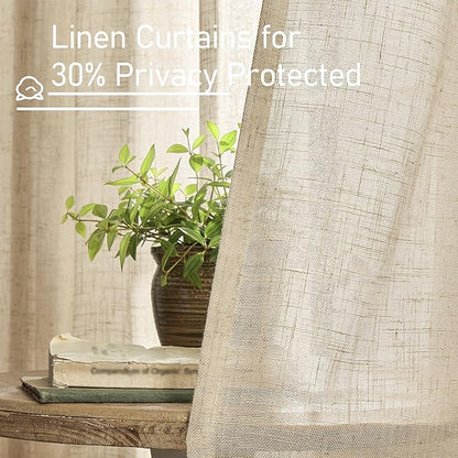Semi Sheer Short Window Linen Curtains 24 Inch Long 34 x 24 Inch | Light - Image 5