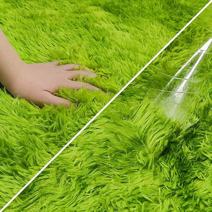 Tie-Dyed Runner Rug for Bedroom Green 2x8ft Fluffy Area Rug Bedside Runner Rug - Image 6