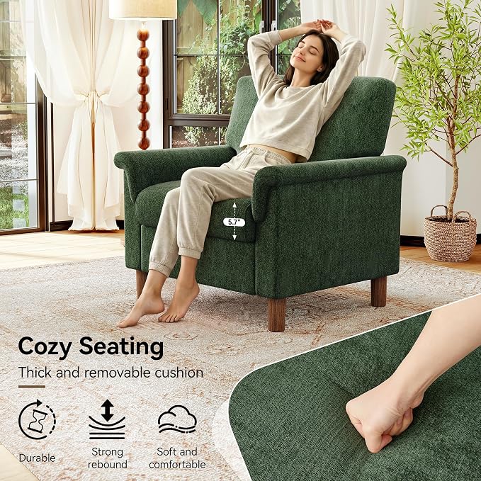Mid Century Modern Accent Chair, Chenille Comfy Living Room Arm Chairs - Image 3