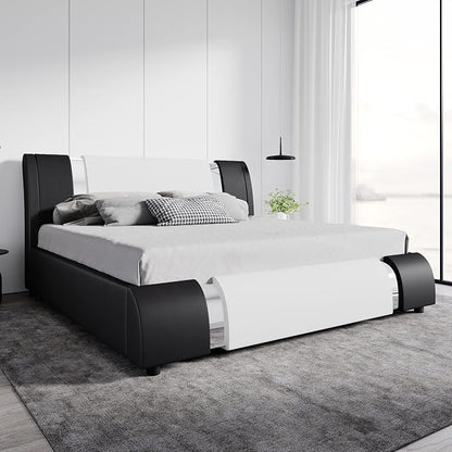 SHA CERLIN Modern Faux Leather King Bed Frame by SHACERLIN