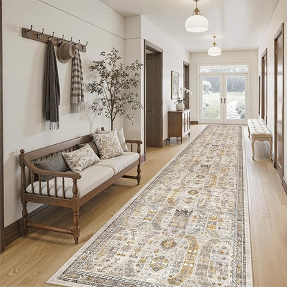 Madane Hallway Runner Rug 2'6''x14' Kitchen Runners Vintage, Stain-Resistant by Madane