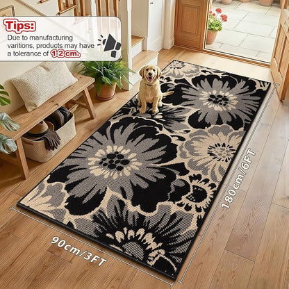 Findosom Hallway Runner Rug 3x6, Non Slip High-Low Textured Floral Washable - Image 2