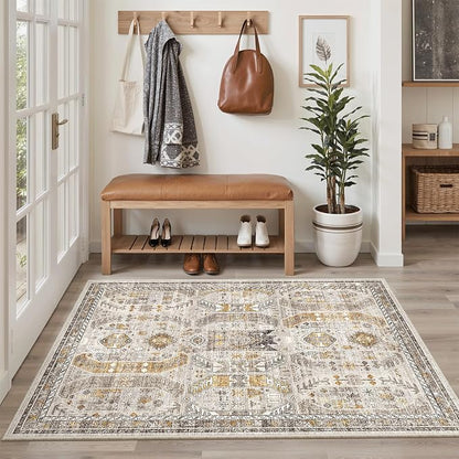 Madane Area Rug 3x5, Washable Vintage Entry Rugs - Image 3