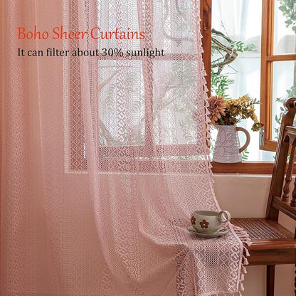 Sutuo Home Boho Sheer Curtains 96 inches Long - Image 2
