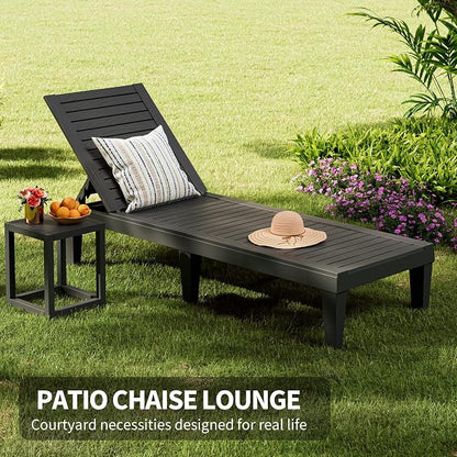 Outdoor Chaise Lounge Chairs Set of 2, 5-Position Adjustable Tanning Lounge - Image 4