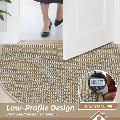 BEQHAUSE Dirt Trapper Door Mat 17" x 30" Half Circle Non Slip, Light Beige | - Image 5