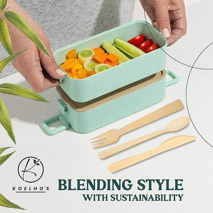 KOELHO'S Pre-Rolled Bamboo Cutlery Set 24-Pack 96 PCS | Bamboo Disposable Utensils 100% Biodegradable and Eco-Friendly | Wooden Utensils Disposable for Parties, Weddings, and Events