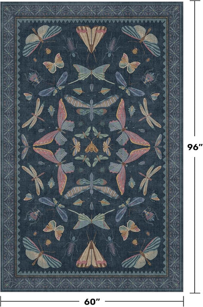 Blue 5x8 Washable Living Room Rugs - Image 2