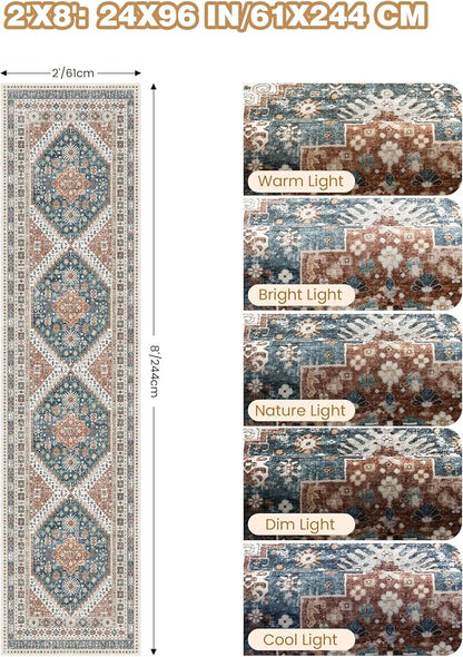 Runner Rug 2x8 Runners for Hallways Washable Rugs, Non Slip Low Pile Soft - Image 2
