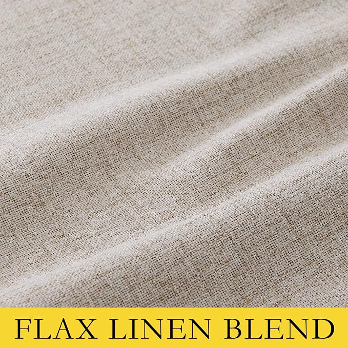 NICETOWN Oatmeal Thick Linen Blend 100% Blackout Curtains 63" Long 2 Panels Set - Image 9