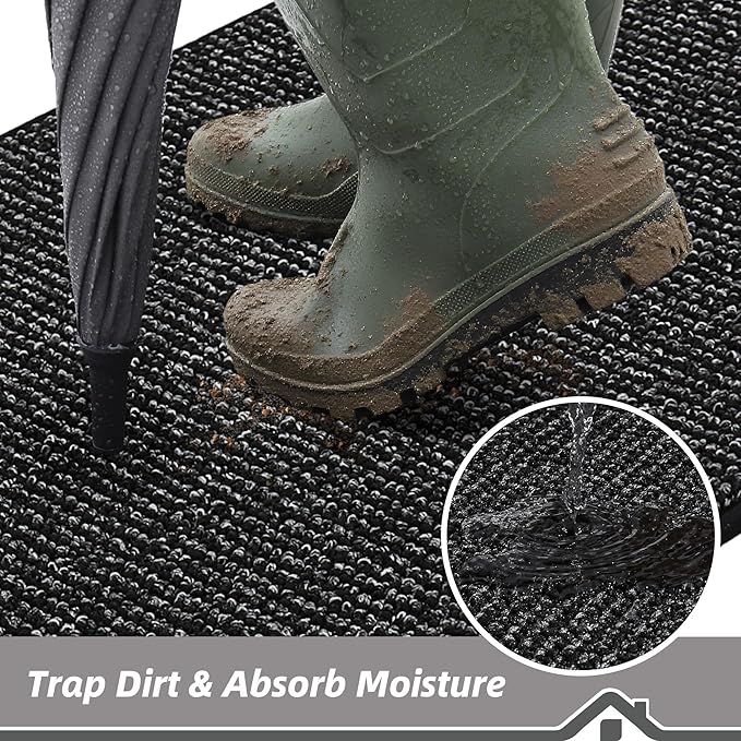 BEQHAUSE Dirt Trapper Door Mat 24" x 36", Non-Slip Washable Doormats, Low - Image 3