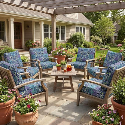 12Pcs Patio Cushion Covers Stretch Outdoor Furniture Protector Slipcovers | - Image 6