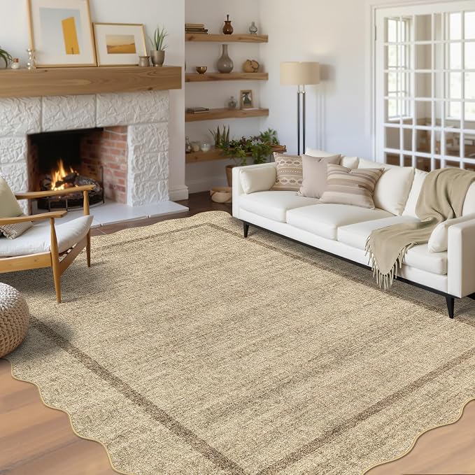 GarveeHome Scalloped Washable Area Rug 6x9 Rug by GarveeHome