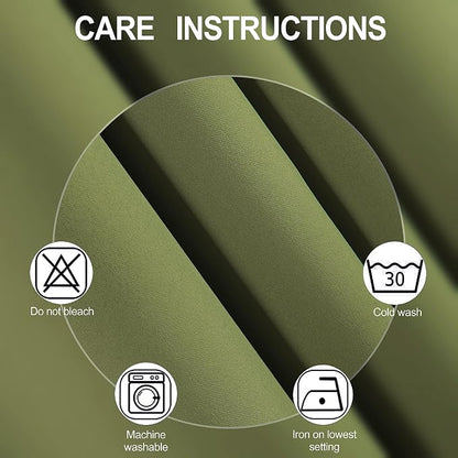 Olive Green Thermal Blackout Curtains/52 x 72 Inch/Set of 2 Panels Room - Image 4