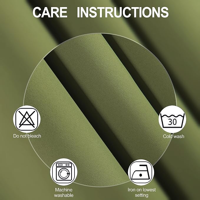 Olive Green Blackout Curtains 42 x 63 Inch Length/Set of 2 Curtain - Image 4