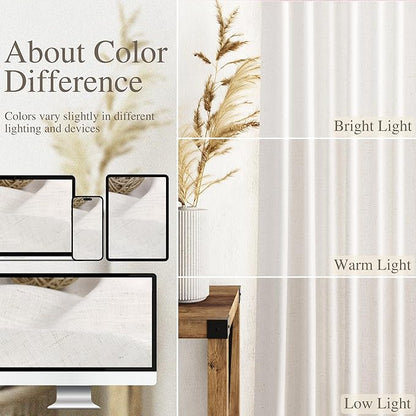 Ivory White Linen 144 Inch Curtains - Image 3