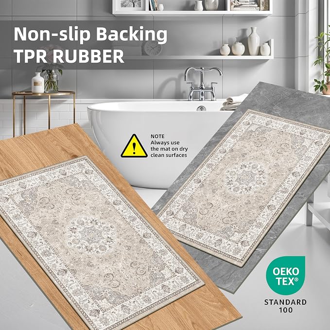 4 Pieces Kitchen Rug Set: Washable Water Resisitant Carpet - Image 5