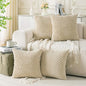 Set of 4 Beige Decorative Throw Pillow Covers 24x24 Inch Corduroy Pillow Covers by Cozoomy