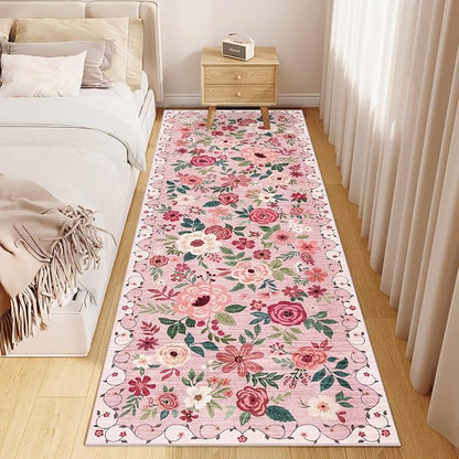 DUKINO 2x6 Runner Rug for Hallway, Washable Kitchen Rugs Non Slip, Floral - Image 9