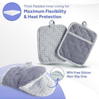 Casa Platino Mini Oven Mitts Set, 8-Piece – 500°F Heat Resistant Silicone Oven Mitts, Potholders for Kitchens, 2 Kitchen Towels & 2 Dish Cloths – Non-Slip & Durable – Indigo