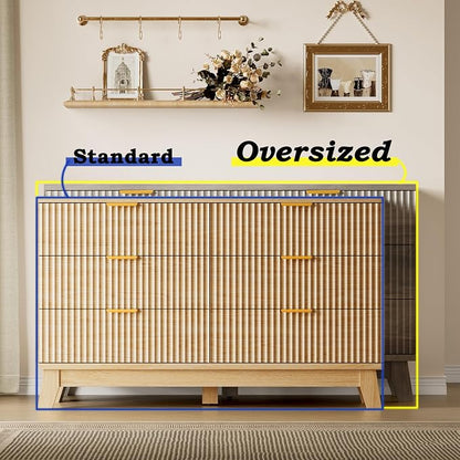 BORNOON Fluted 6 Drawer Dresser, 47.2" Wide Modern Boho Chest of Drawers - Image 3