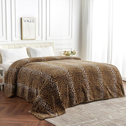 Edenleaf Fleece King Size Super Soft Cozy Leopard Print Blanket - Image 3