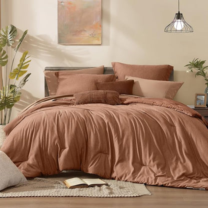 Monbix Super King Comforter Set, Autumn Leaf Cationic Dyeing Bedding Set by Monbix