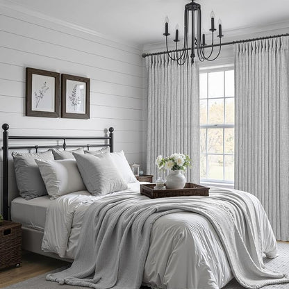 Thick Linen Light Grey Pinch Pleated Curtains 84 Inches Long - Image 7