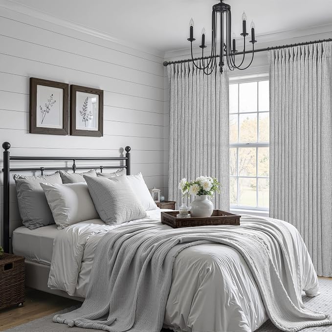 PleatedDrapes Light Grey Pinch Pleat Curtains 105 Inches Extra Long - Image 6