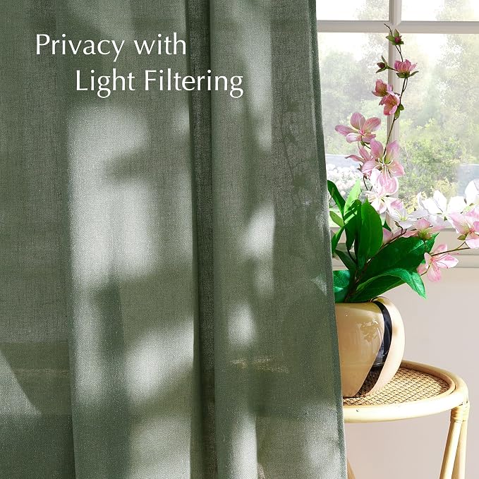 NICETOWN Linen Forest Green Curtains 96 inches Long, Grommet Privacy Assured - Image 3