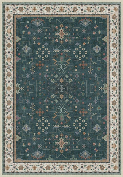 Dark Green Vintage 7x10 Washable Rugs - Image 3