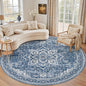 Round Area Rug for Living Room: 4ft Washable Rug for Bedroom Blue | Vintage by EXPEDIX