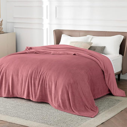 Bedsure GentleSoft Fleece Bed Blankets Queen Size Dusty Rose - Image 2