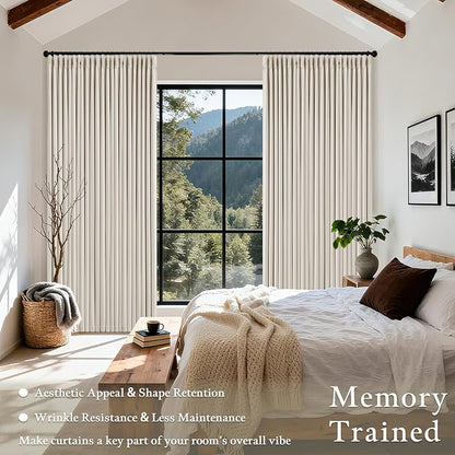 Natural Extra Wide Pleated Linen Blackout Curtains 84 Inches Long 70W x 84L | - Image 5