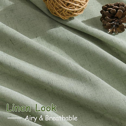 Light Sage Linen Curtains 90 Inch Long 2 Panels Set - Image 5