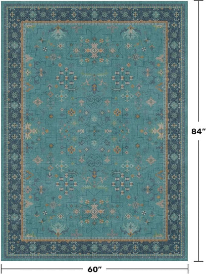5x7 Teal Rug for Living Room, Boho Turquoise Rugs for Bedroom, Modern Eclectic - Image 2