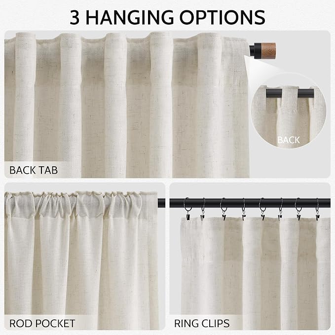 Mousse White Linen Curtains 96 Inches Long - Image 2