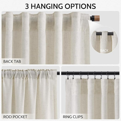Mousse White Linen Curtains 96 Inches Long - Image 2