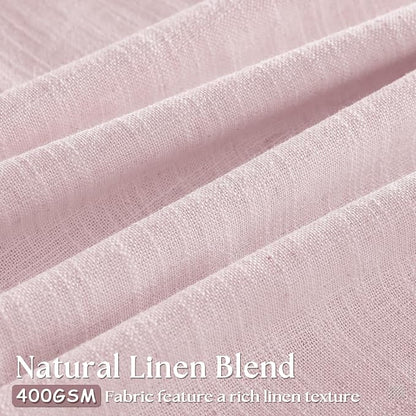 Light Pink Linen Pinch Pleat Curtains 96 Inch Length 2 Panels Set 40x96 | - Image 3