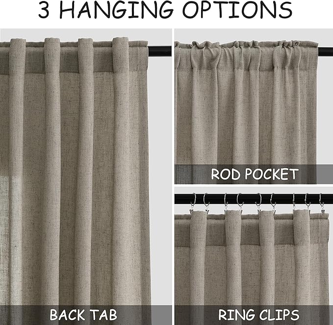 Mocha Linen Curtains 84 Inches Long - Image 2