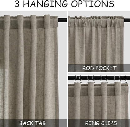 Mocha Linen Curtains 84 Inches Long - Image 2
