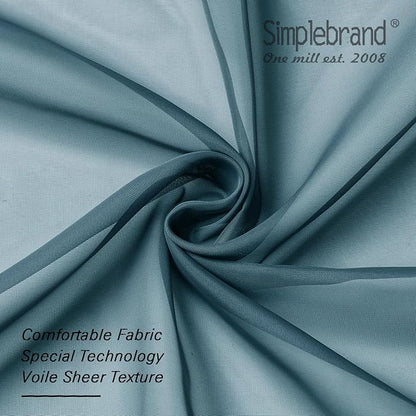 Simplebrand Dusty Blue Sheer Curtains 63 Inch Length 2 Panels, Rod Pocket Solid - Image 6