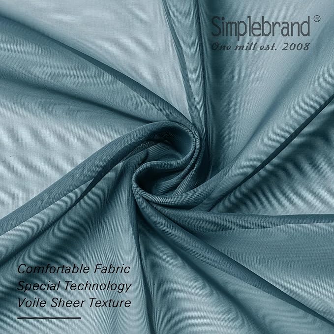 Simplebrand Dusty Blue Short Sheer Kitchen Curtains 36 Inch Length Tier Rod - Image 6