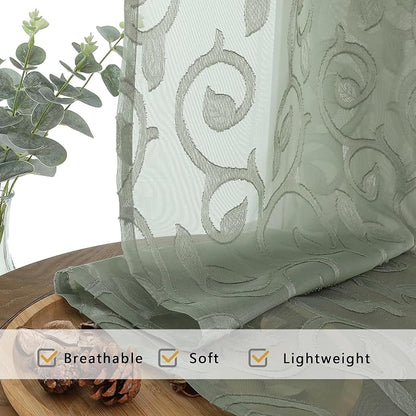 Furman Sheer Sage Green Curtains 90 inches Long - Image 8