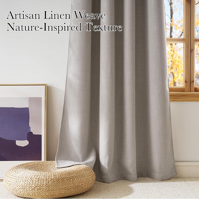 NICETOWN Faux Linen Angora Blackout Curtains 84 inches Long - Image 3